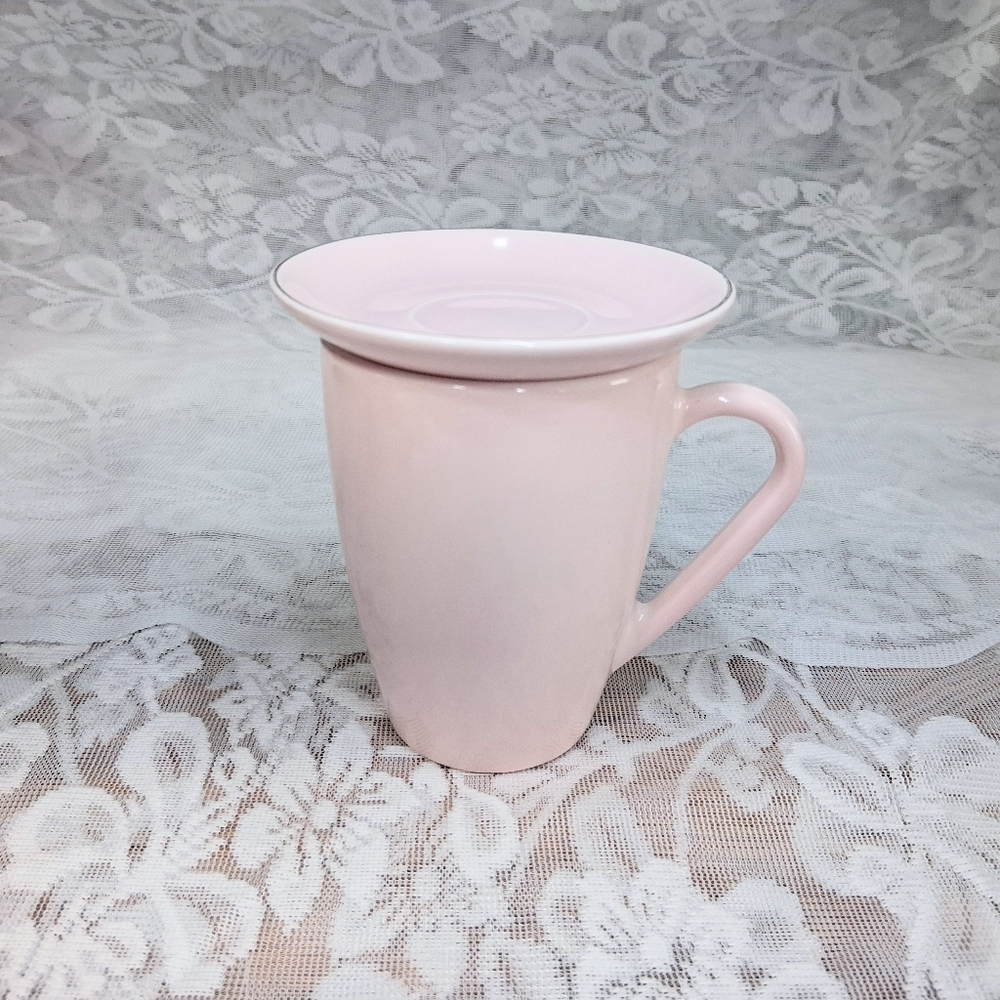 Bormioli Rocco Mug Pink Pastel Tempered Glass With Pink Saucer Cottagecore - Picture 10 of 13